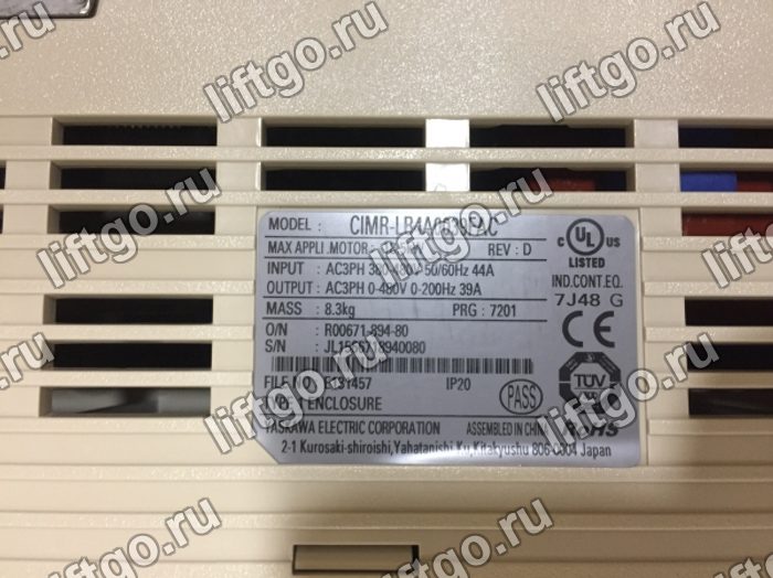 Частотный преобразователь YASKAWA L1000A CIMR-LB4A0039FAC 18,5 кВт REV:D